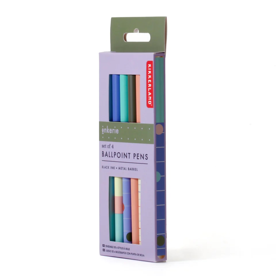 Set 4 pixuri - Metal Ballpoint | Kikkerland - 1 | YEO