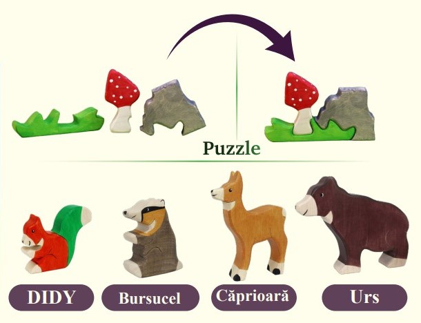 Puzzle 7 piese - Didy veverita Coada-Verde | Didy Toys