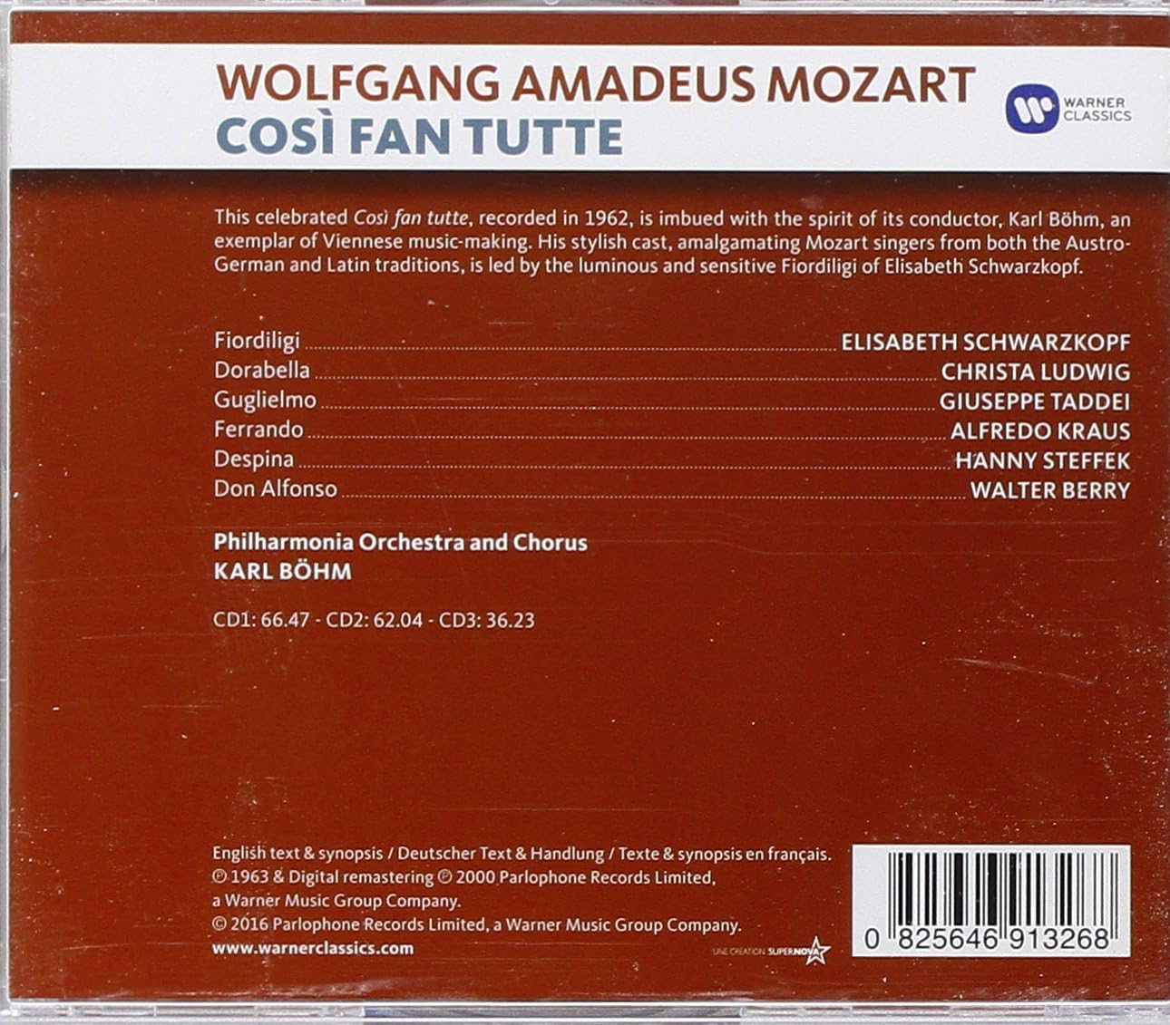 Mozart: Cosi fan tutte | Elisabeth Schwarzkopf, Christa Ludwig, Hanny Steffek, Alfredo Kraus, Giuseppe Taddei, Walter Berry, Philarmonia Orchestra, Karl Bohm