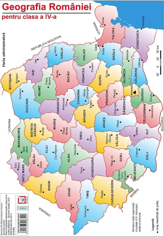 Harta - Geografia Romaniei pentru clasa a IV-a | Cristina Moldovan