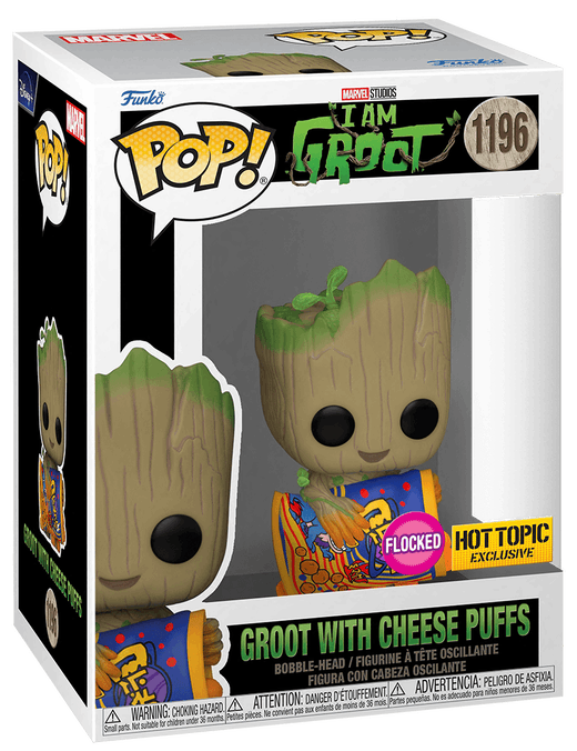 Figurina - I Am Groot - Groot with Cheese Puffs - Flocked | Funko