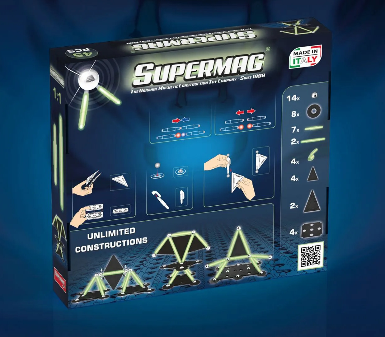 Set de constructie magnetic - Supermag Projects Glow, 45 piese | Supermag - 1 | YEO