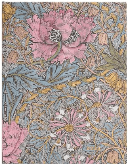 Agenda 2024 - 12-Month - Hardcover, Ultra, Horizontal - William Morris - Pink Honeysuckle | Paperblanks