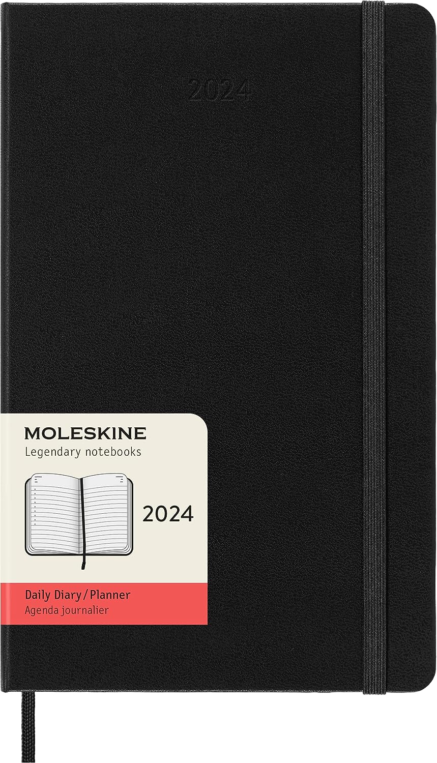 Agenda 2024 - 12-Month Daily - Large, Hard Cover - Black | Moleskine - 6 | YEO