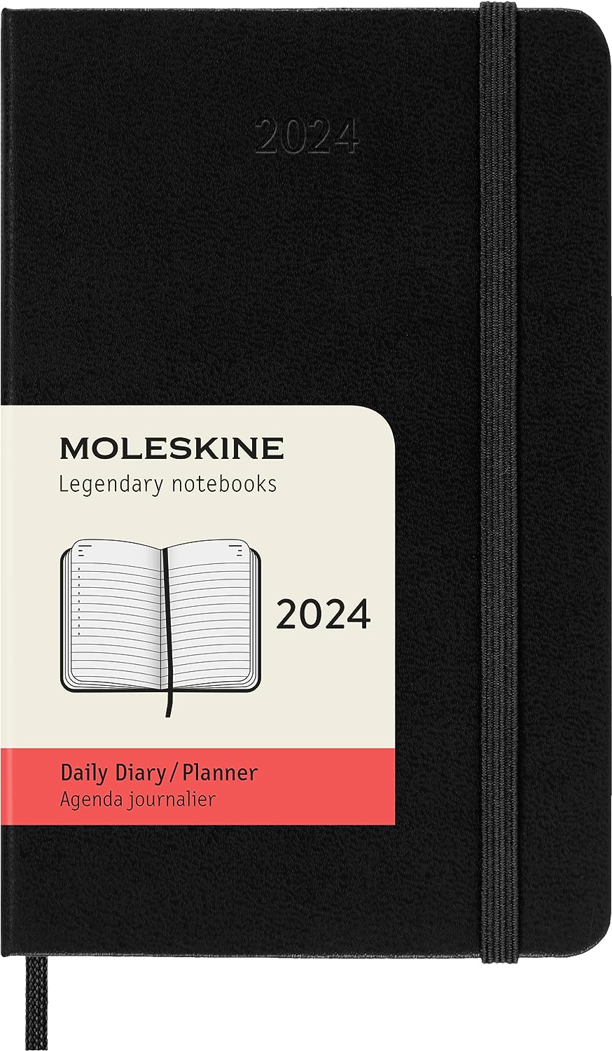 Agenda 2024 - 12-Month Daily - Pocket, Hard Cover - Black | Moleskine - 6 | YEO