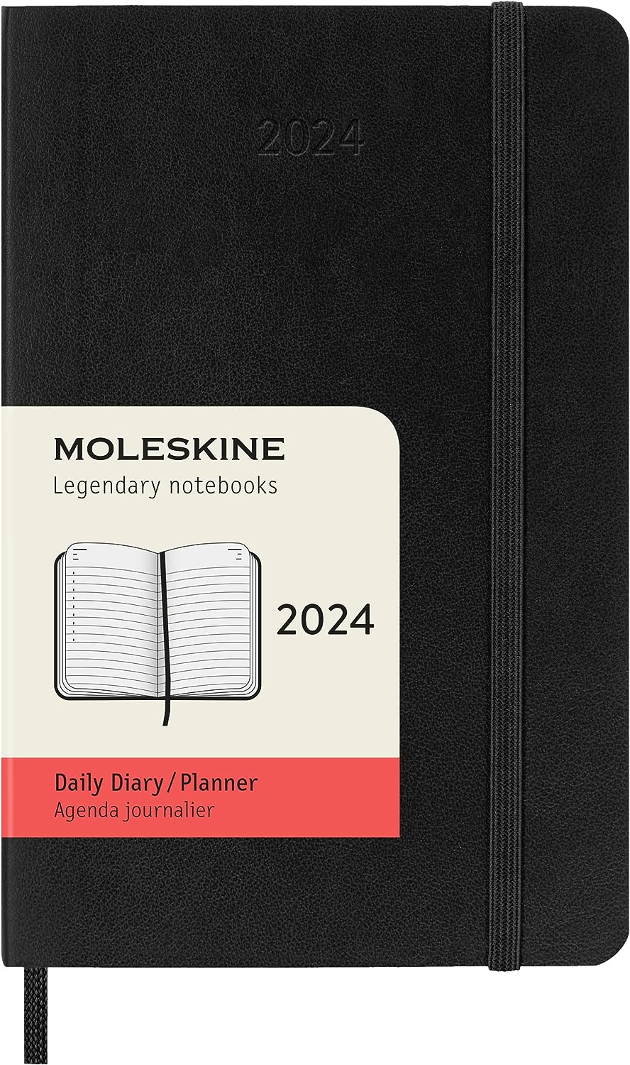 Agenda 2024 - 12-Month Daily - Pocket, Soft Cover - Black | Moleskine - 6 | YEO