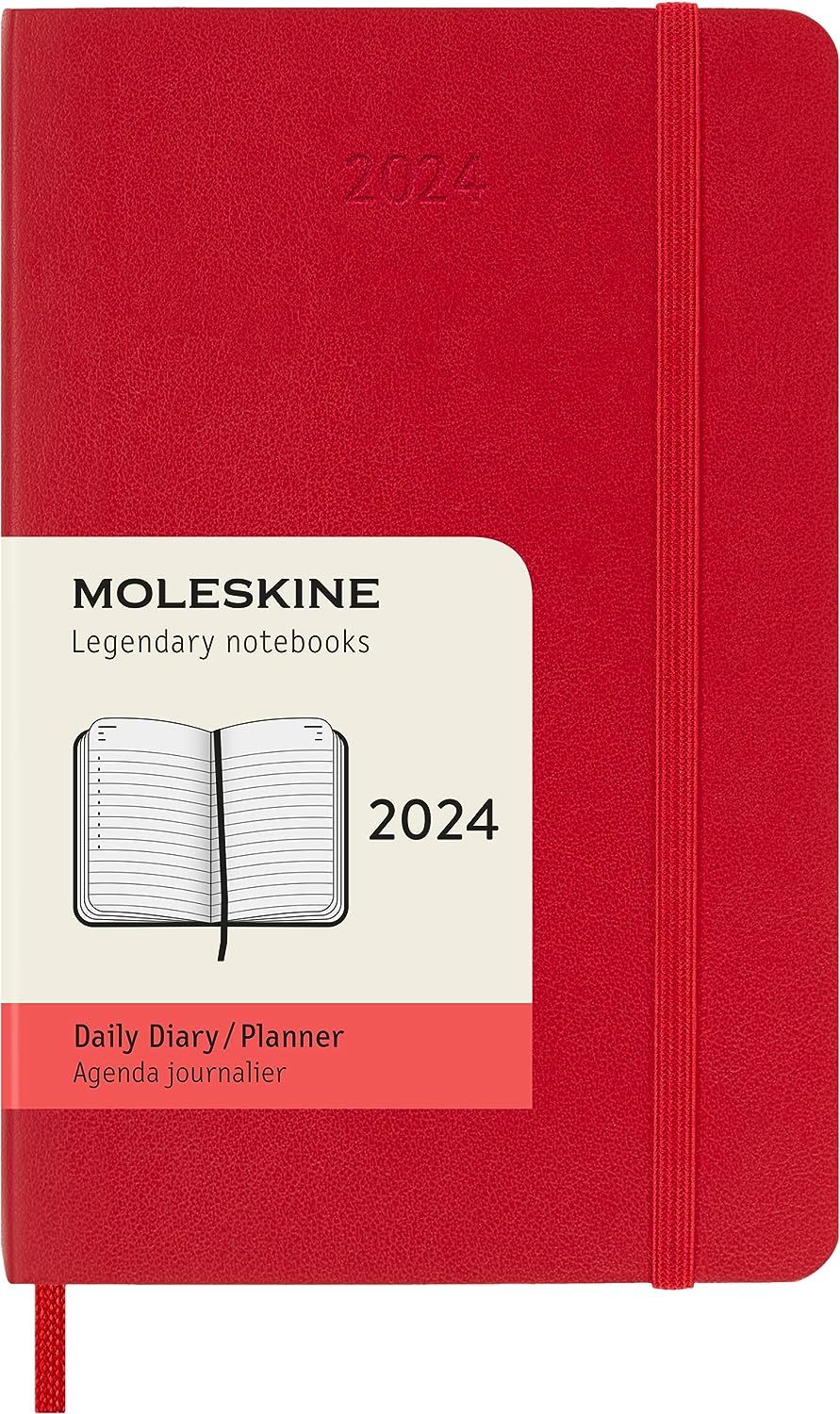 Agenda 2024 - 12-Month Daily - Pocket, Soft Cover - Scarlet Red | Moleskine - 6 | YEO