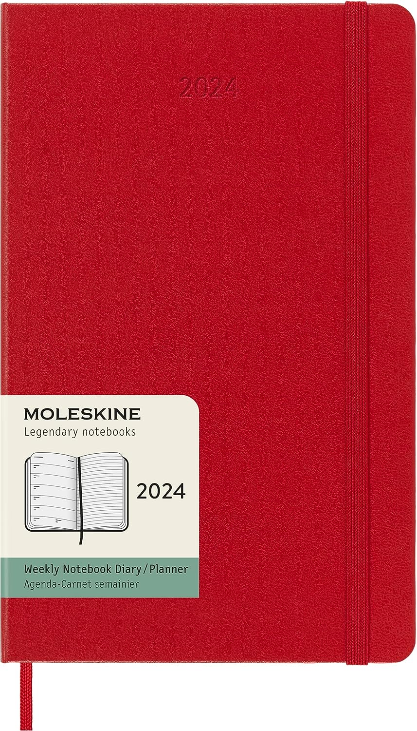 Agenda 2024 - 12-Month Weekly - Large, Hard Cover - Scarlet Red | Moleskine - 5 | YEO