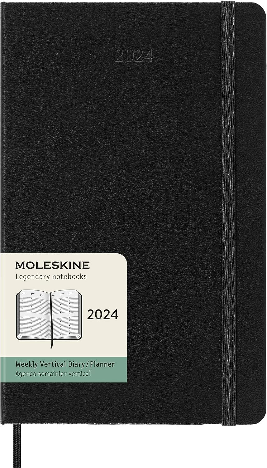 Agenda 2024 - 12-Month Weekly Vertical - Large, Hard Cover - Black | Moleskine - 6 | YEO