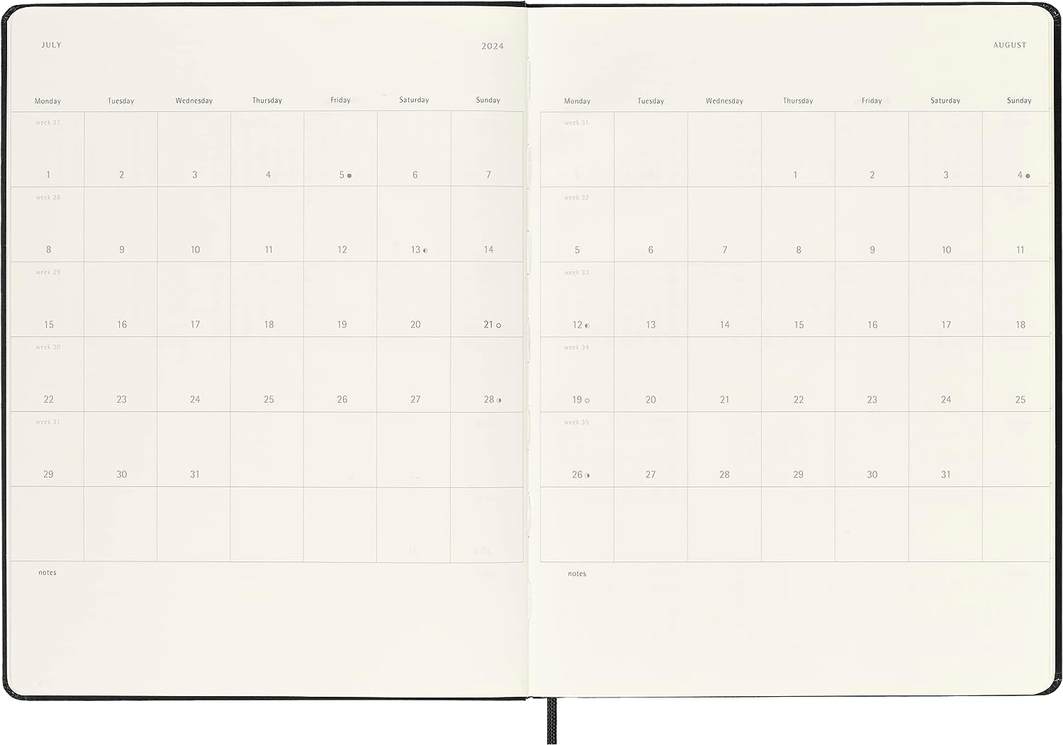 Agenda 2024 - 12-Month Weekly - XL, Hard Cover - Black | Moleskine - 3 | YEO