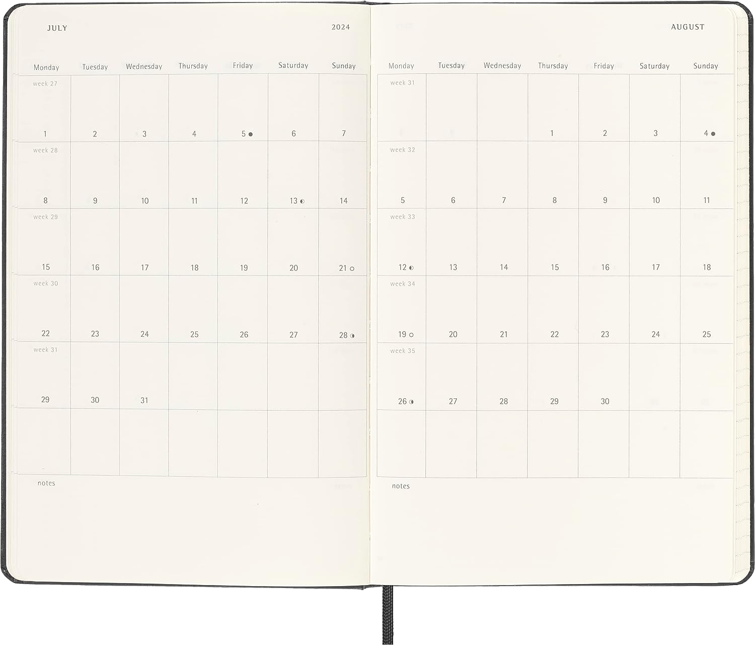 Agenda 2024 - 12-Month Weekly Horizontal - Large, Hard Cover - Black | Moleskine - 3 | YEO