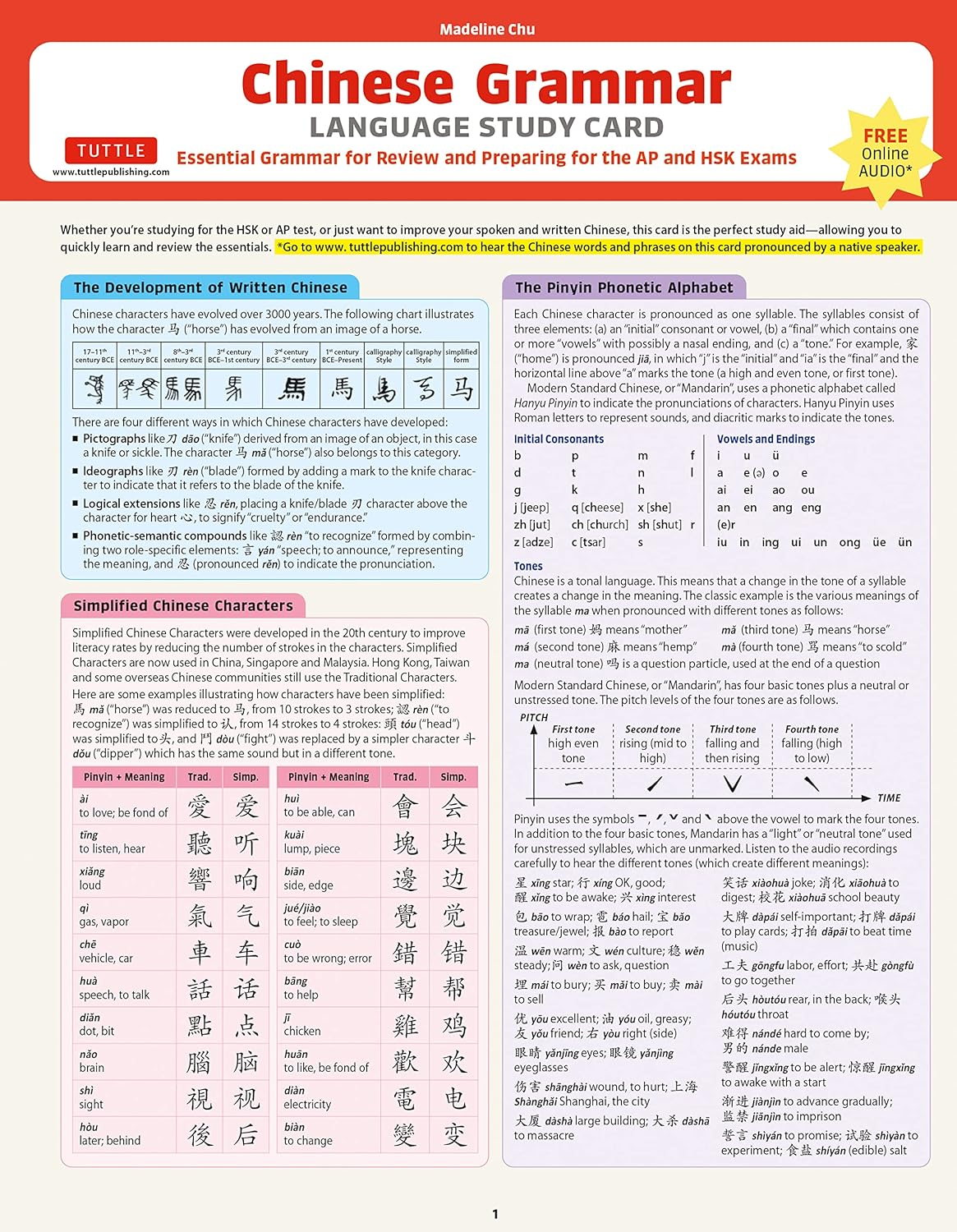 Mandarin Chinese Grammar Language Study Card | Madeline Chu - 2 | YEO