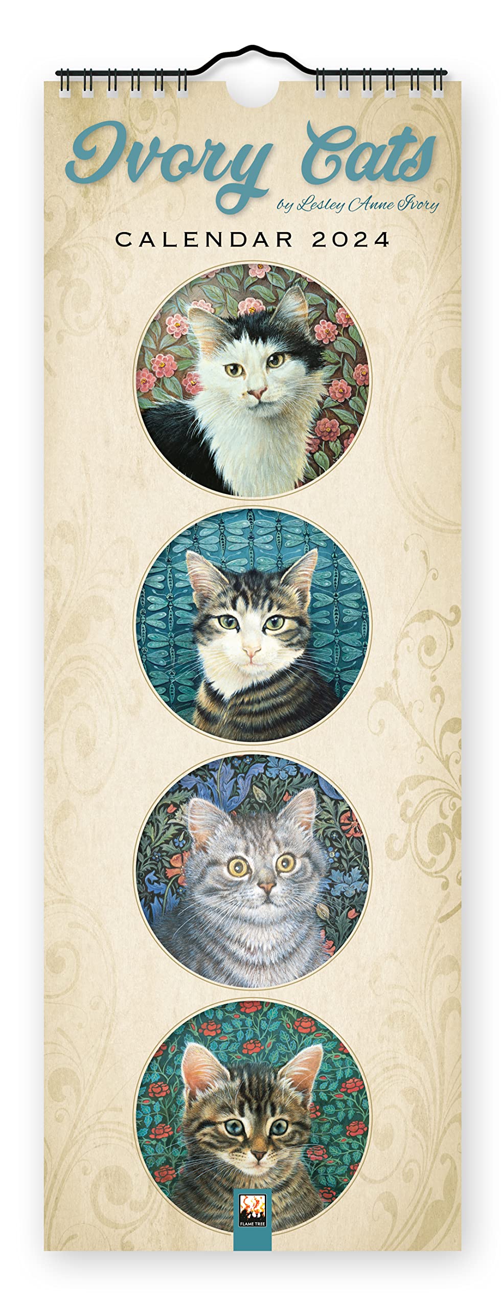 Calendar 2024 - Slim - Ivory Cats | Flame Tree Studio - 3 | YEO