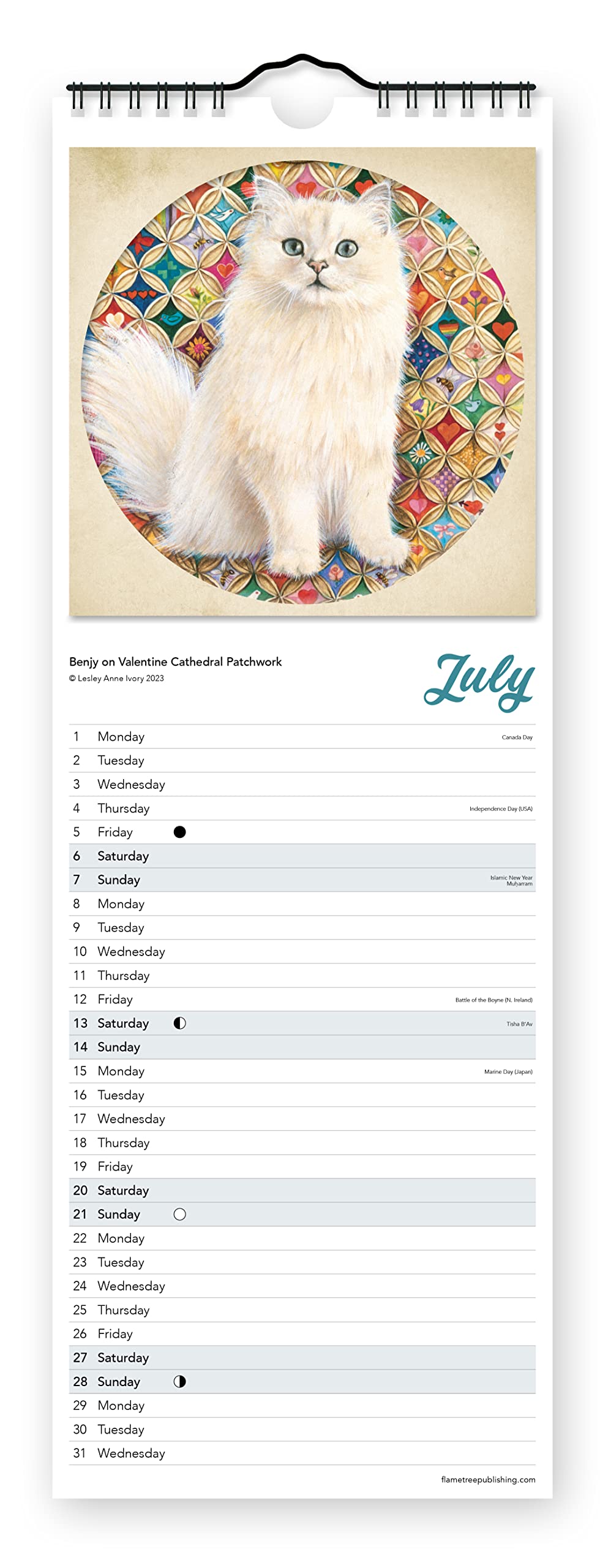 Calendar 2024 - Slim - Ivory Cats | Flame Tree Studio - 2 | YEO