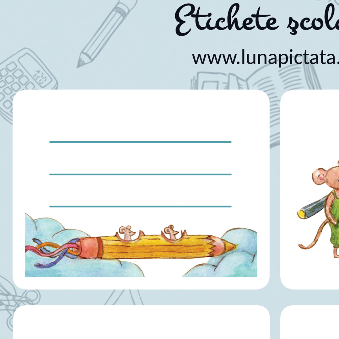 Etichete scolare ilustrate | Luna Pictata