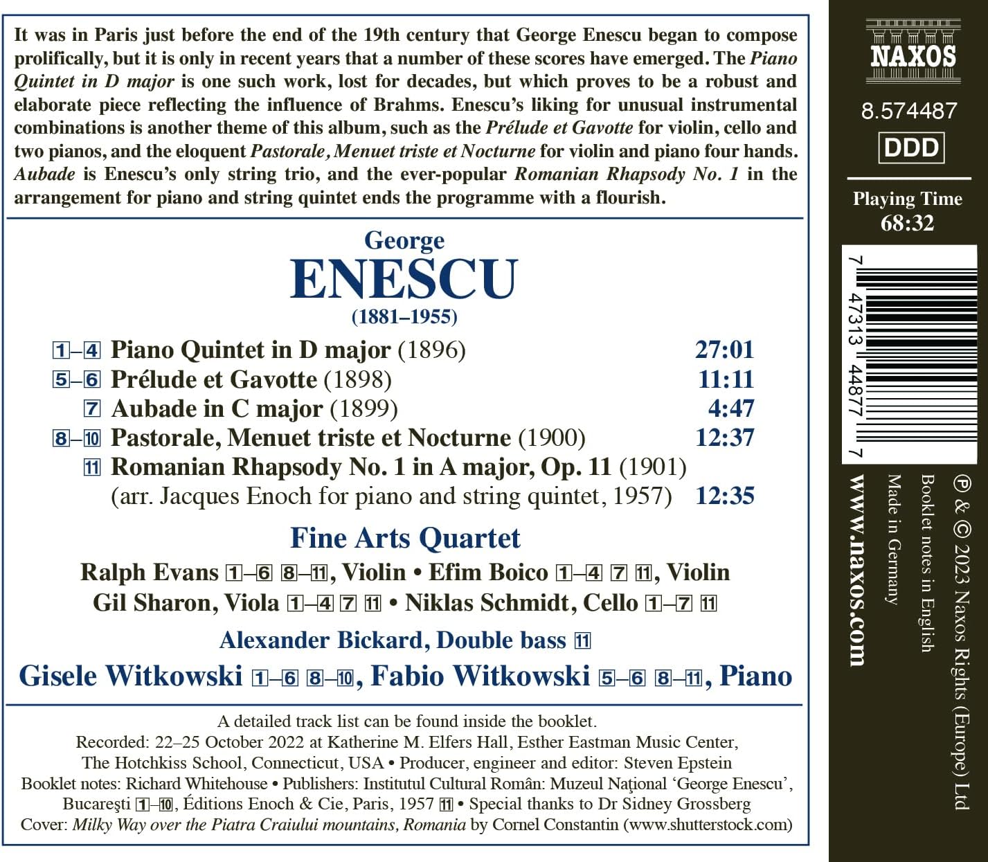 George Enescu: Early Chamber Music | Fine Arts Quartet, Alexander Bickard, Gisele Witkowki, Fabio Witkowki