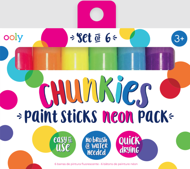 Set 6 creioane tempera solida - Chunkies, culori neon | Ooly - 3 | YEO