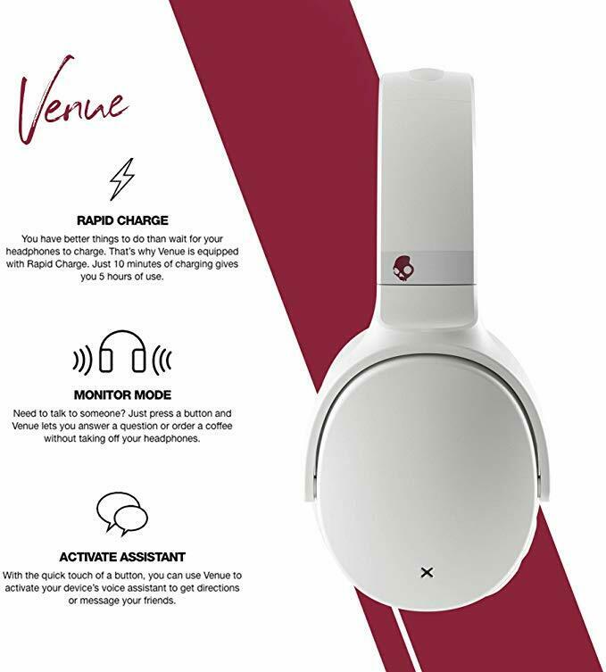 Casti - Venue Noise Cancelling Wireless - White-Crimson | Skullcandy