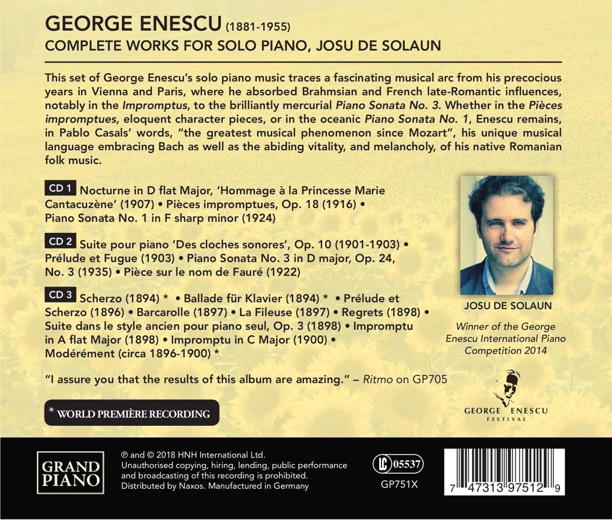 Enescu: Complete Works for Solo Piano | George Enescu, Josu de Solaun - 1 | YEO