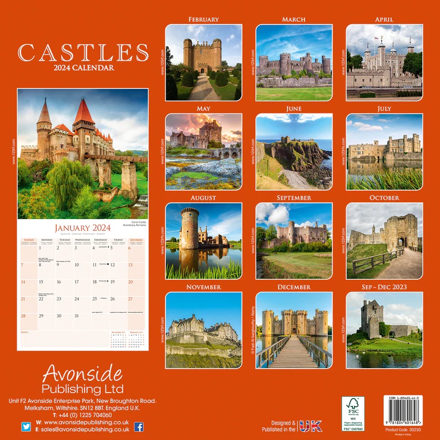 Calendar 2024 - Castles | Avonside Publishing Ltd