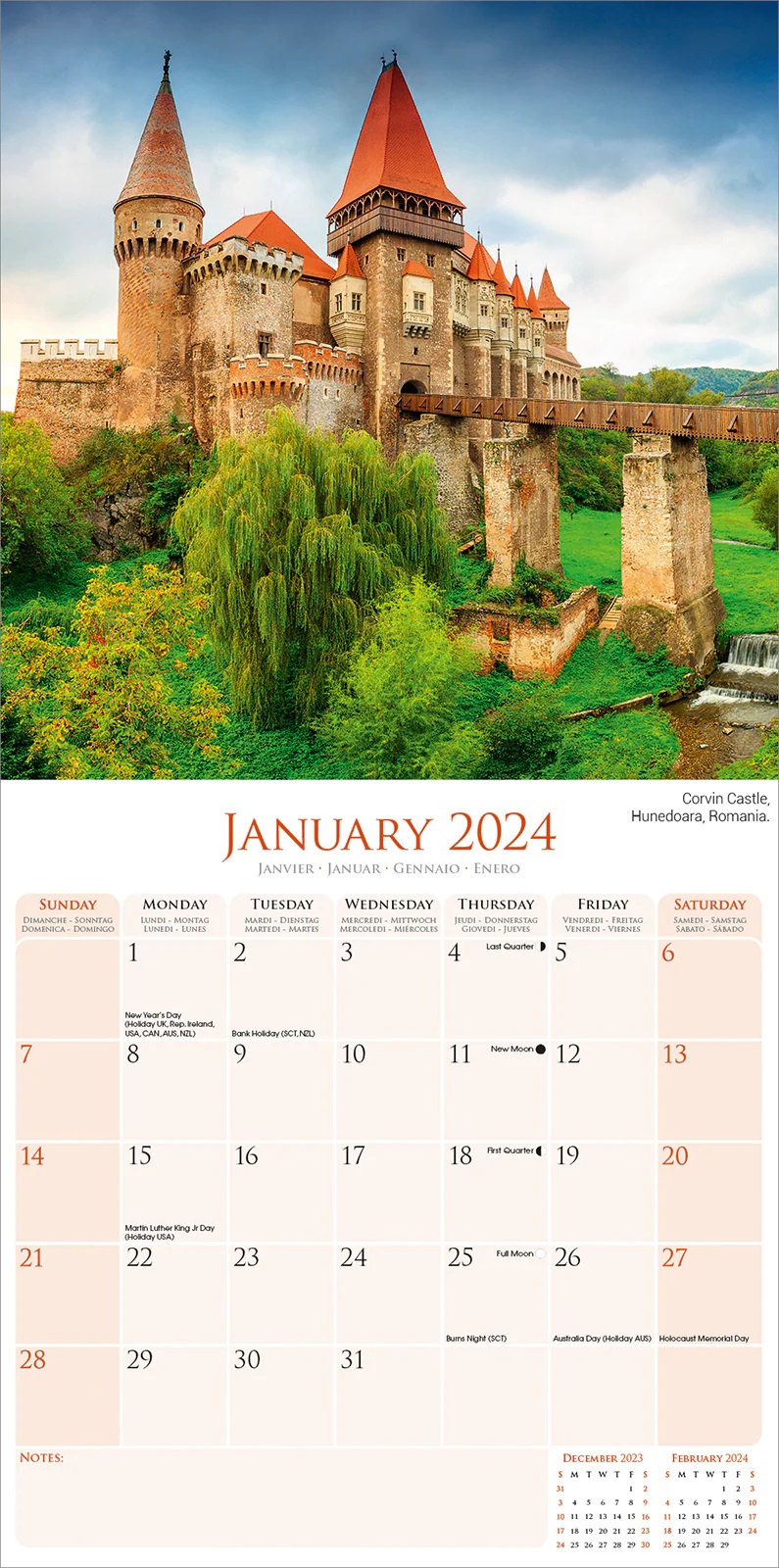 Calendar 2024 - Castles | Avonside Publishing Ltd - 1 | YEO