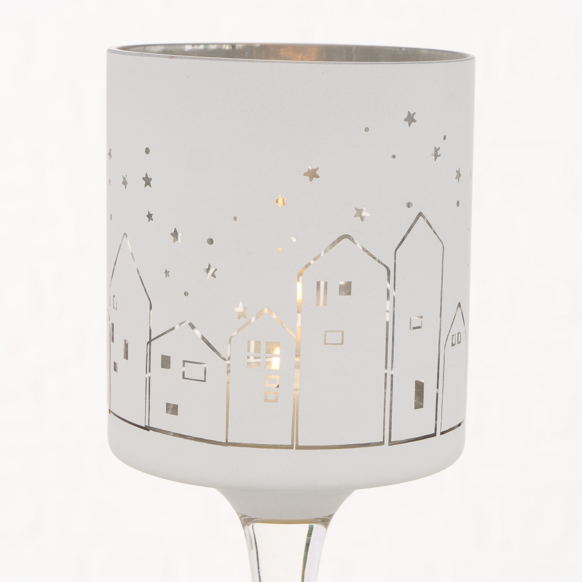 Suport lumanare - Windlight Minou Little Town - Glass, 25cm | Boltze