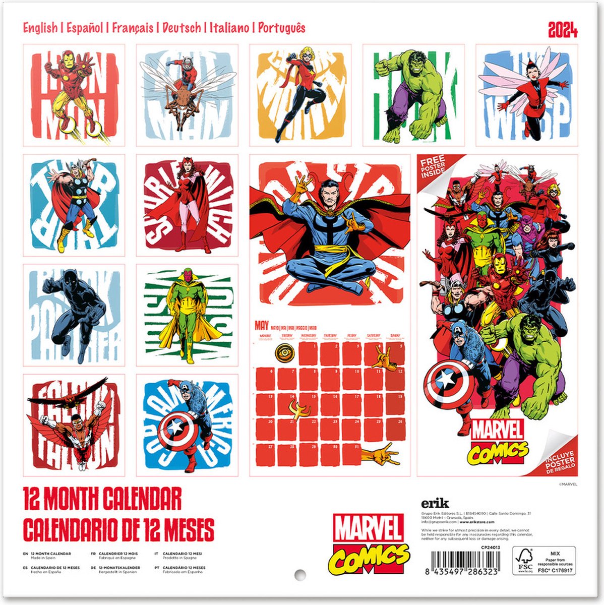 Calendar de perete 2024 - Marvel Comics | Grupo Erik