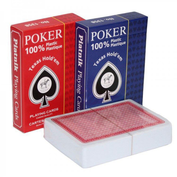 Carti de joc - Poker Texas Hold\'em 100% plastic (Albastru/Rosu) | Piatnik - 5 | YEO