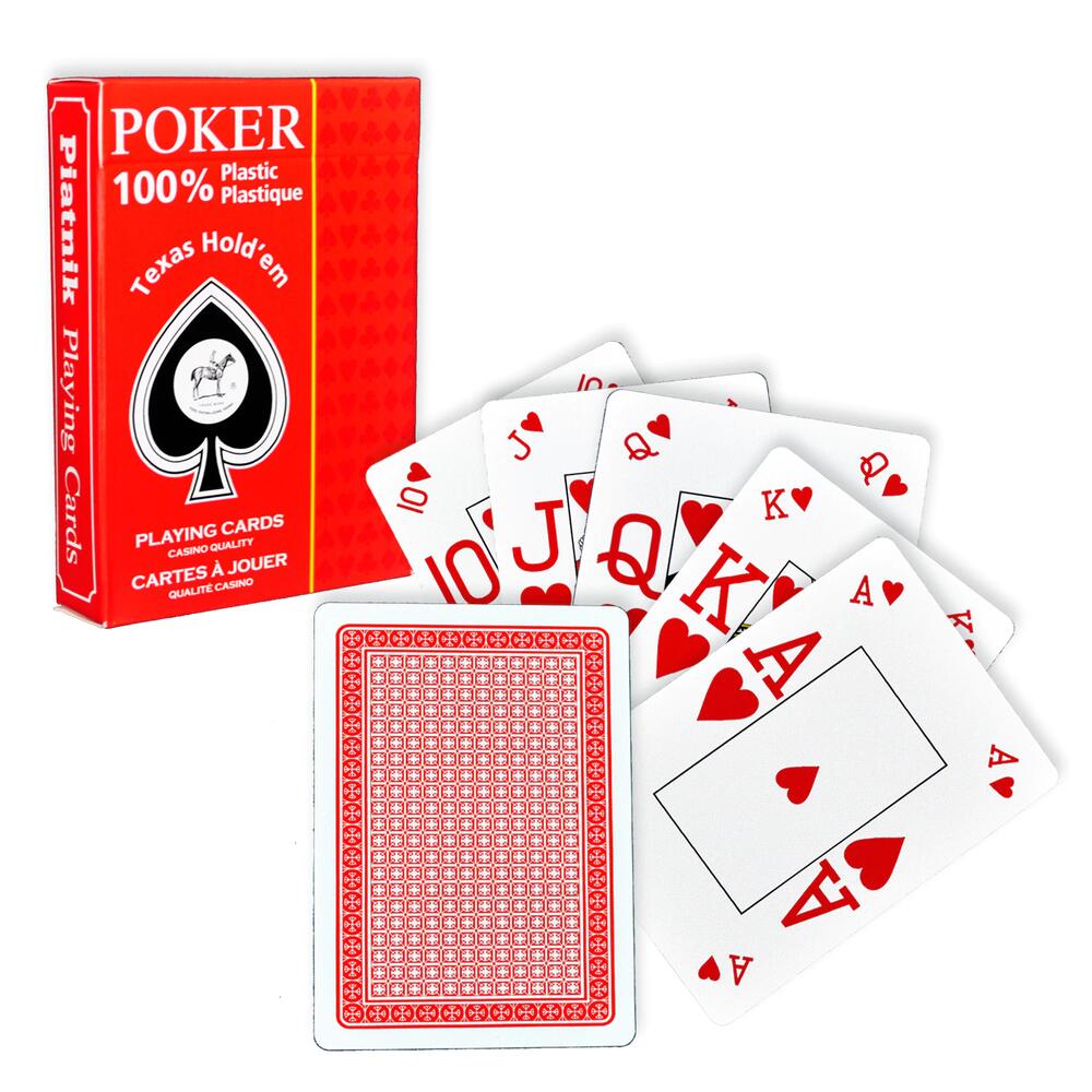 Carti de joc - Poker Texas Hold\'em 100% plastic (Albastru/Rosu) | Piatnik - 4 | YEO