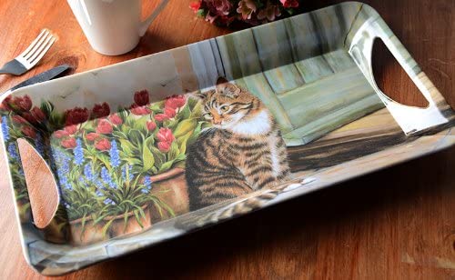 Tava- Cottage Cat- Small Melamine Luxury Handled Tray | Creative Tops - 1 | YEO