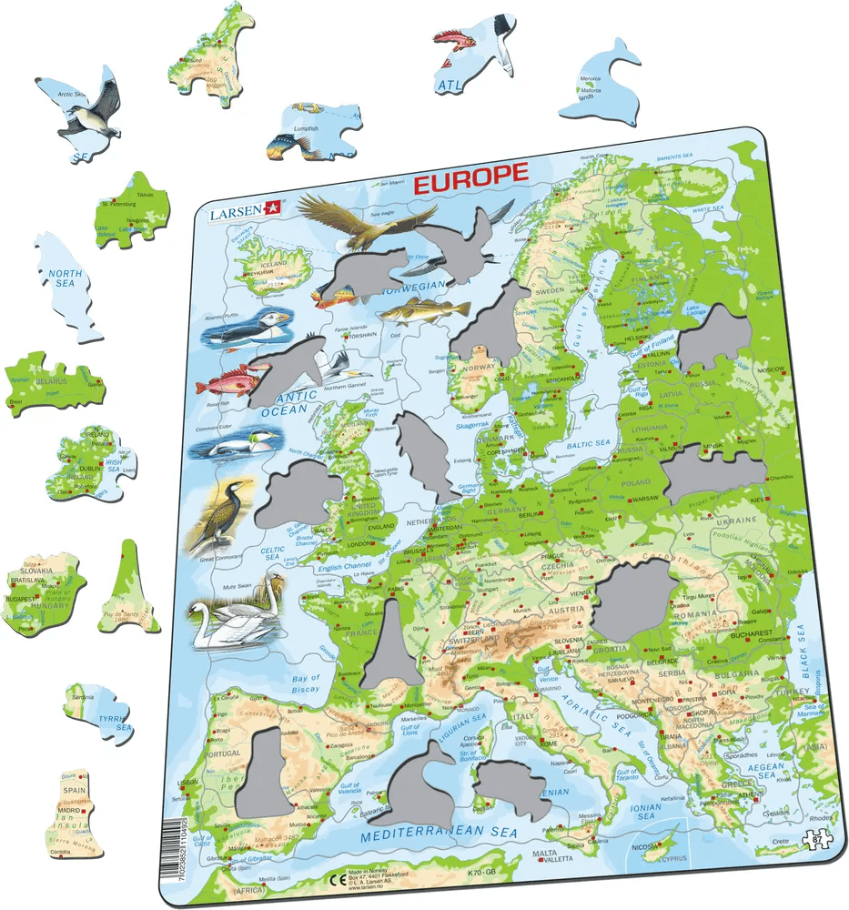Puzzle 87 piese - Maxi - Harta fizica a Europei | Larsen