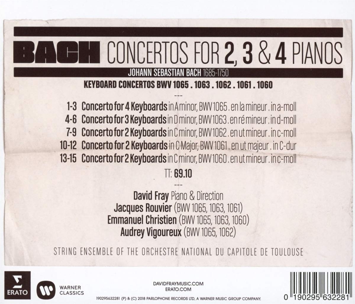 Bach: Concertos for 2, 3 and 4 Pianos | David Fray - 1 | YEO