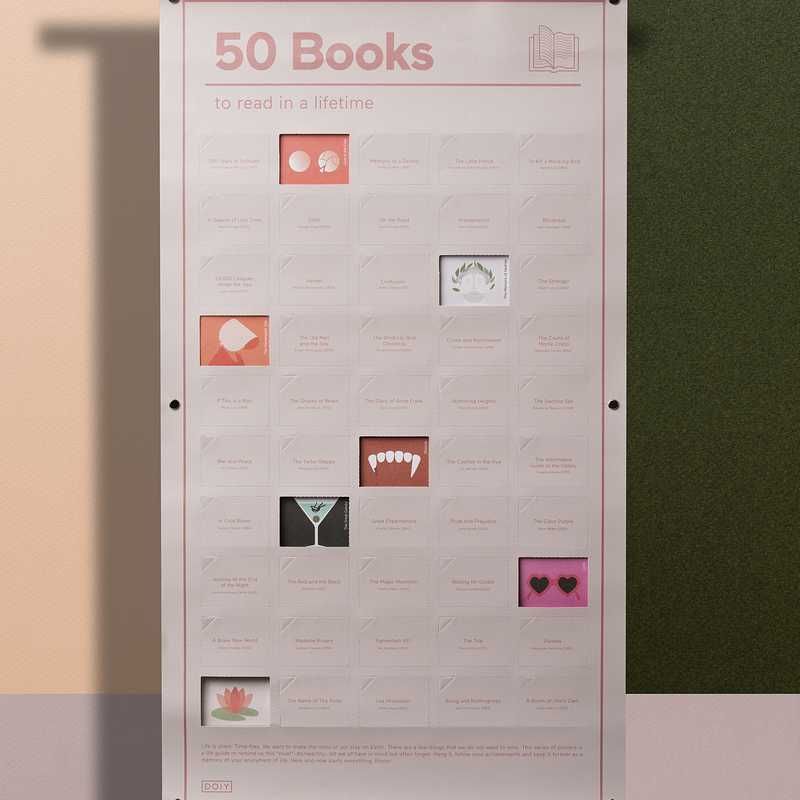 Poster interactiv - 50 Books to read in a lifetime | Doiy - 1 | YEO