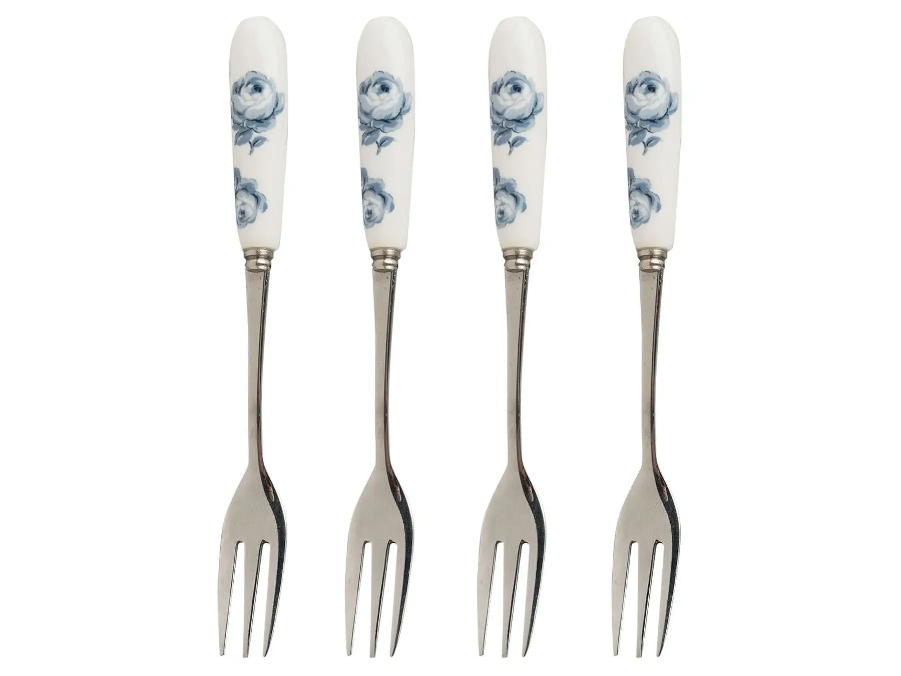 Set furculite - Set of 4 Ceramic Handled Pastry Forks, Indigo | Katie Alice