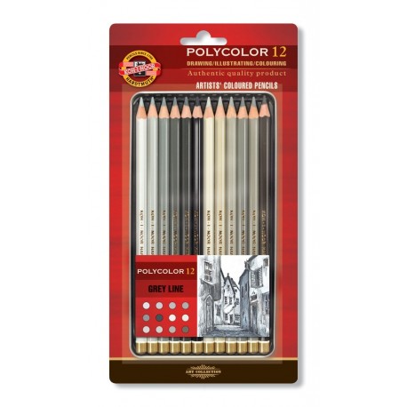 Set creioane colorate - Polycolor Nuante Gri - Blister | Koh-I-Noor