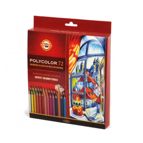 Set 72 creioane colorate - Polycolor cu ascutioare si 3 creioane grafit 1500 | Koh-I-Noor