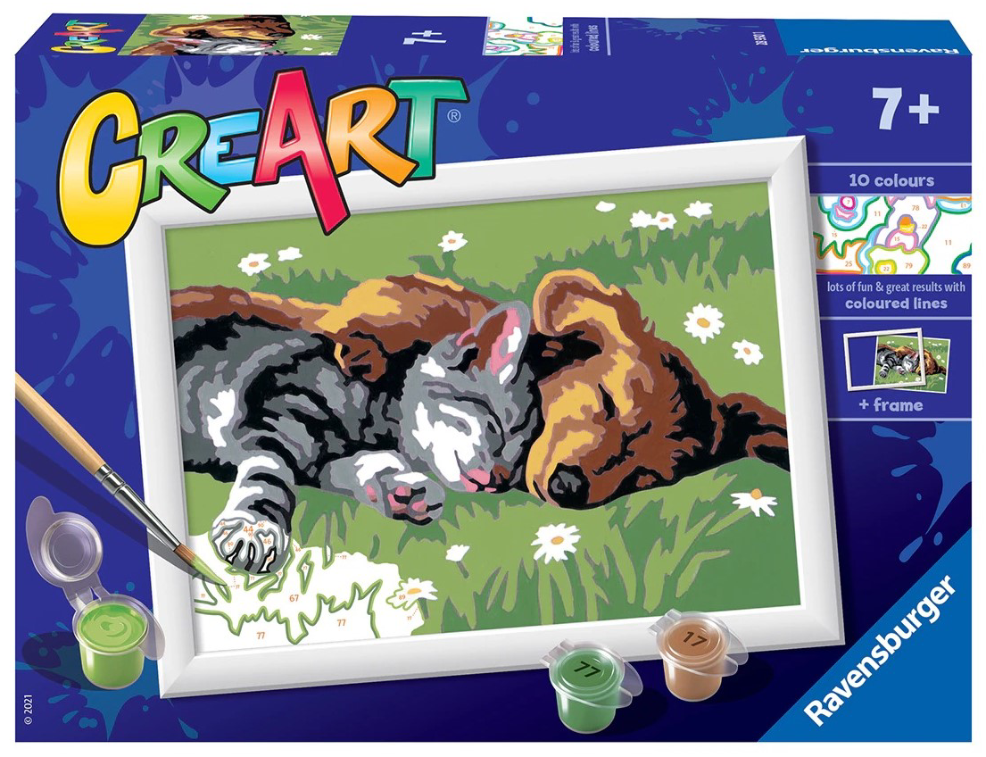 Set pictura pe numere - Creart - Catelus si pisicuta | Ravensburger - 2 | YEO