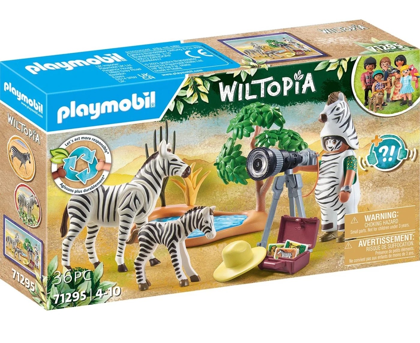 Set 3 figurine cu accesorii - Wiltopia - Fotograf si zebre | Playmobil