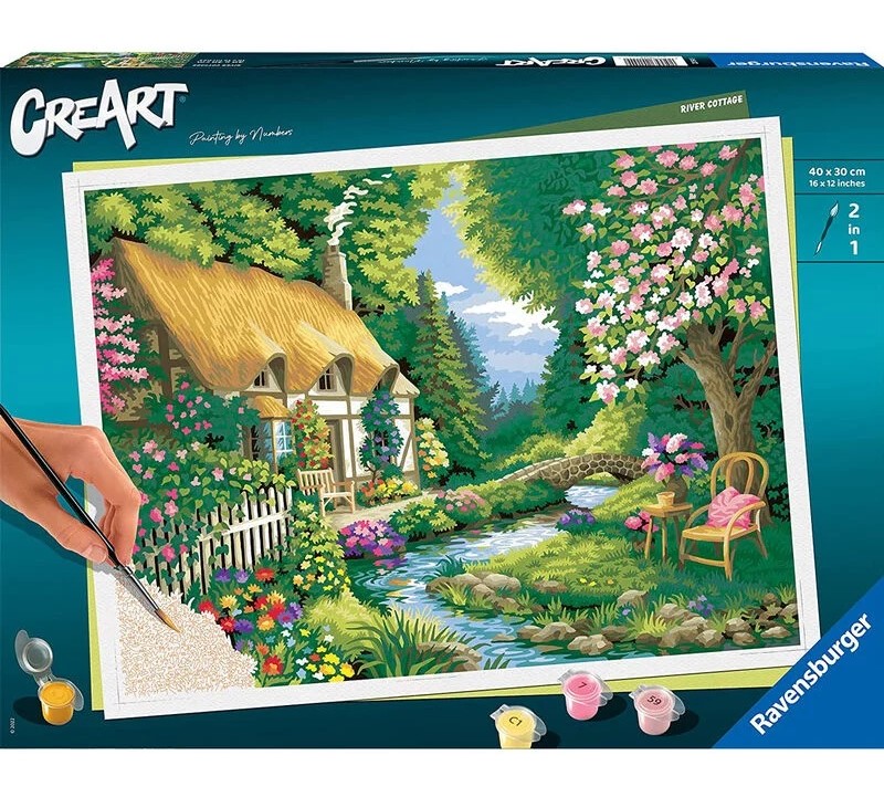 Set pictura pe numere - Creart - Casuta pe malul raului | Ravensburger - 1 | YEO