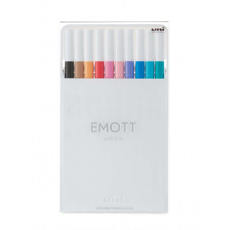 Set 10 finelinere - Emott No. 2, 0.4mm, pastel | Uni