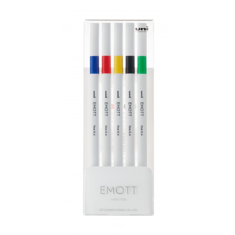 Set 5 finelinere - Emott No. 1, 0.4mm, culori intense | Uni