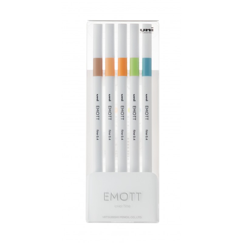 Set 5 finelinere - Emott No. 5, 0.4mm, pastel | Uni - 1 | YEO