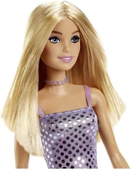 Papusa - Barbie Fashionistas - Tinuta stralucitoare - Blonda cu rochita mov | Mattel