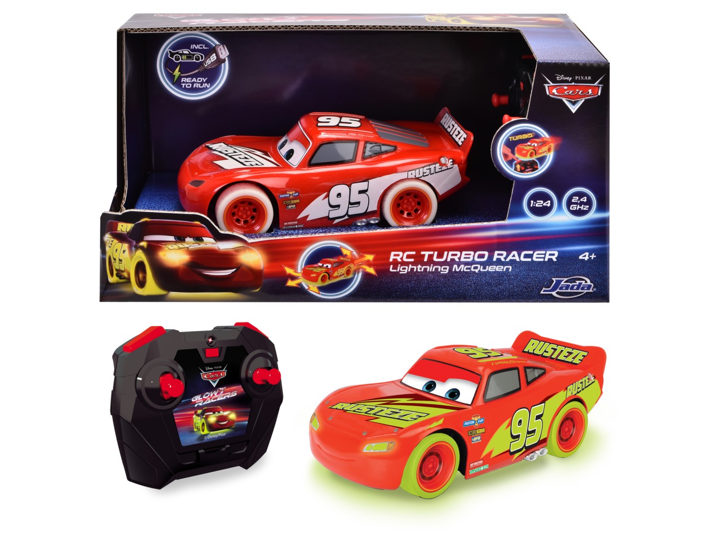 Masinuta cu telecomanda Fulger McQueen - Glow Racer | Jada Toys