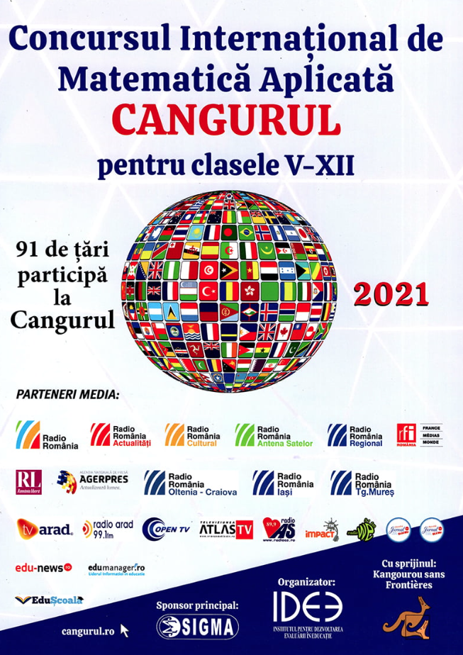 Concursul international de matematica aplicata Cangurul 2021 - Clasele V - XII |