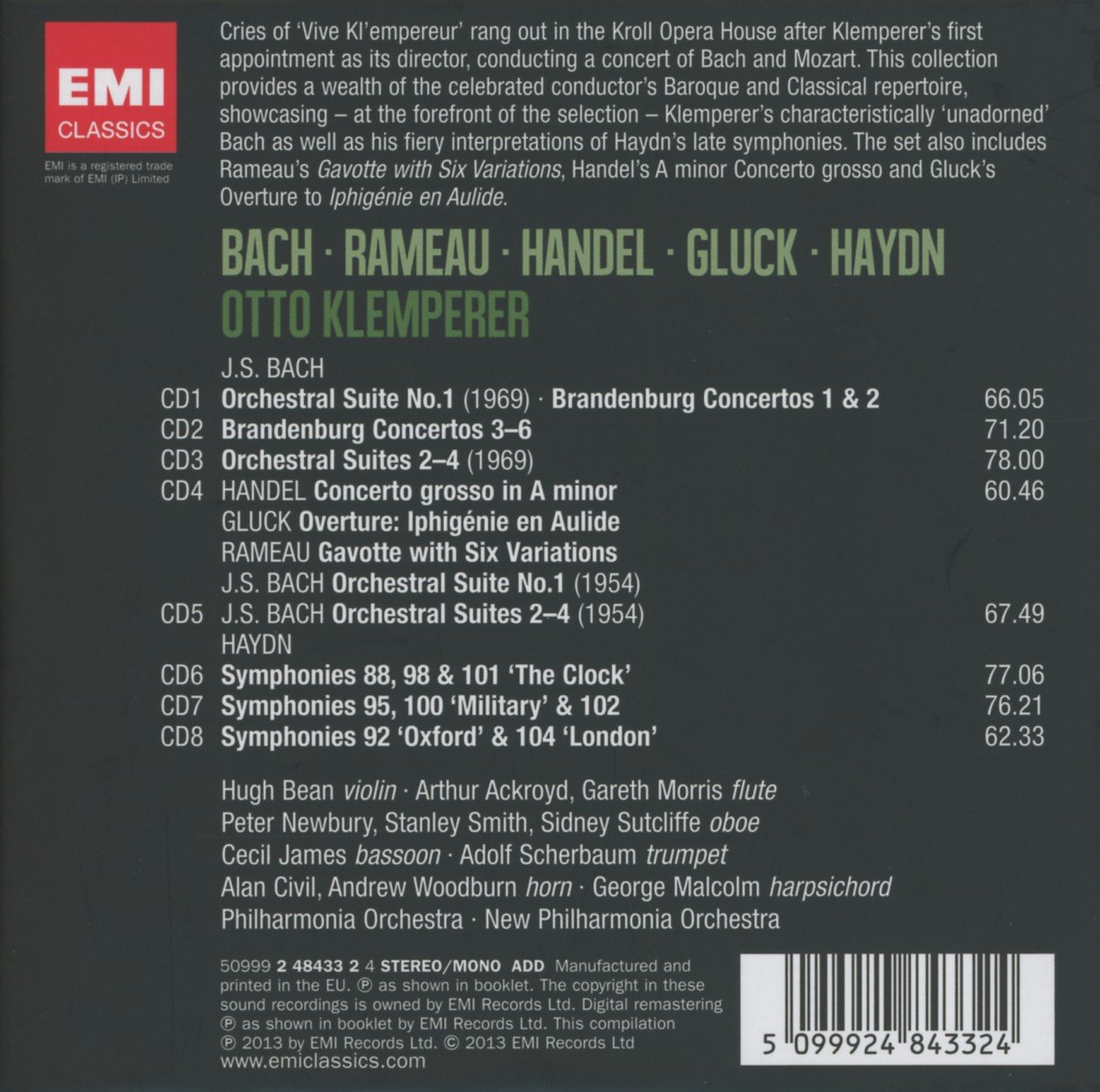 Bach, Rameau, Handel, Gluck & Haydn - 8 CD Boxset | Otto Klemperer