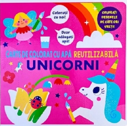 Unicorni - Carte de colorat cu apa, reutilizabila |