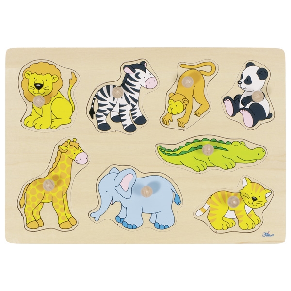 Puzzle din lemn - Zoo animals, lift-out | Goki