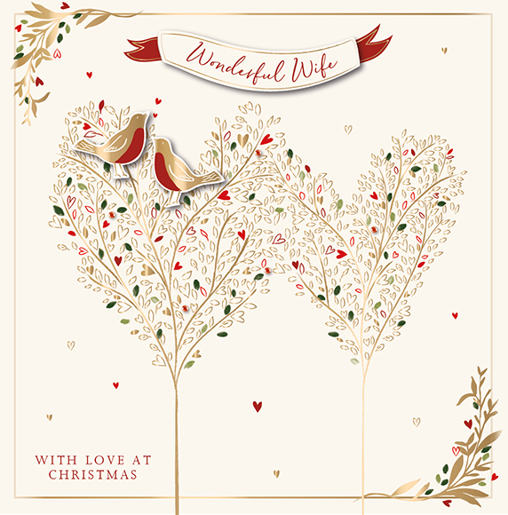 Felicitare - Gilded Woodland - Wife - Christmas Love Birds | Ling Design