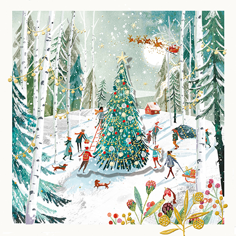 Set 5 felicitari - Xmas - Magical Tree in the Forest | Ling Design